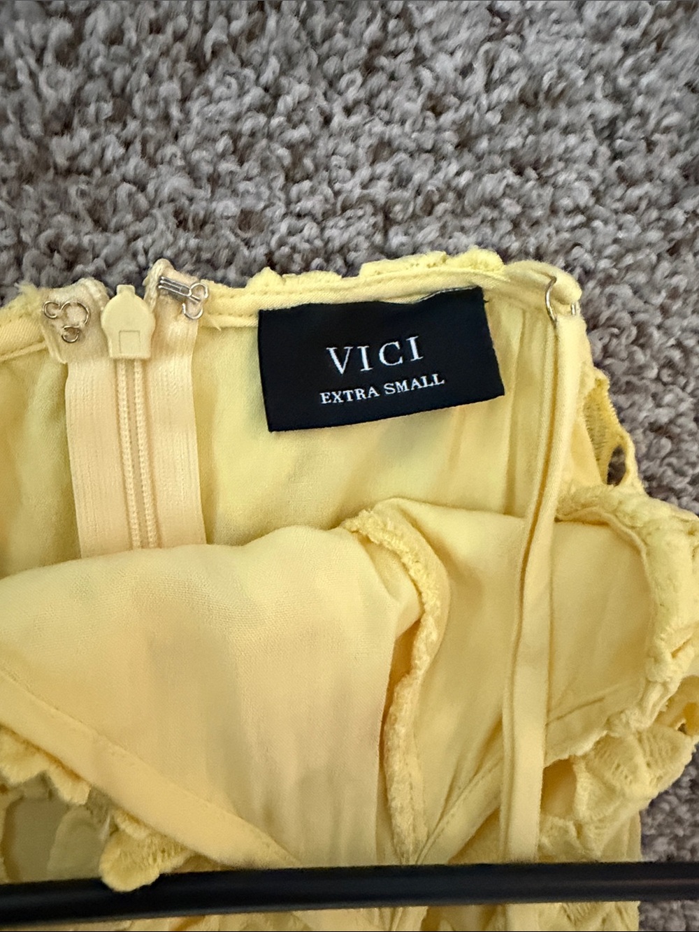 Vici Yellow Lace Midi Dress with Spaghetti Straps - Picture 2 of 3